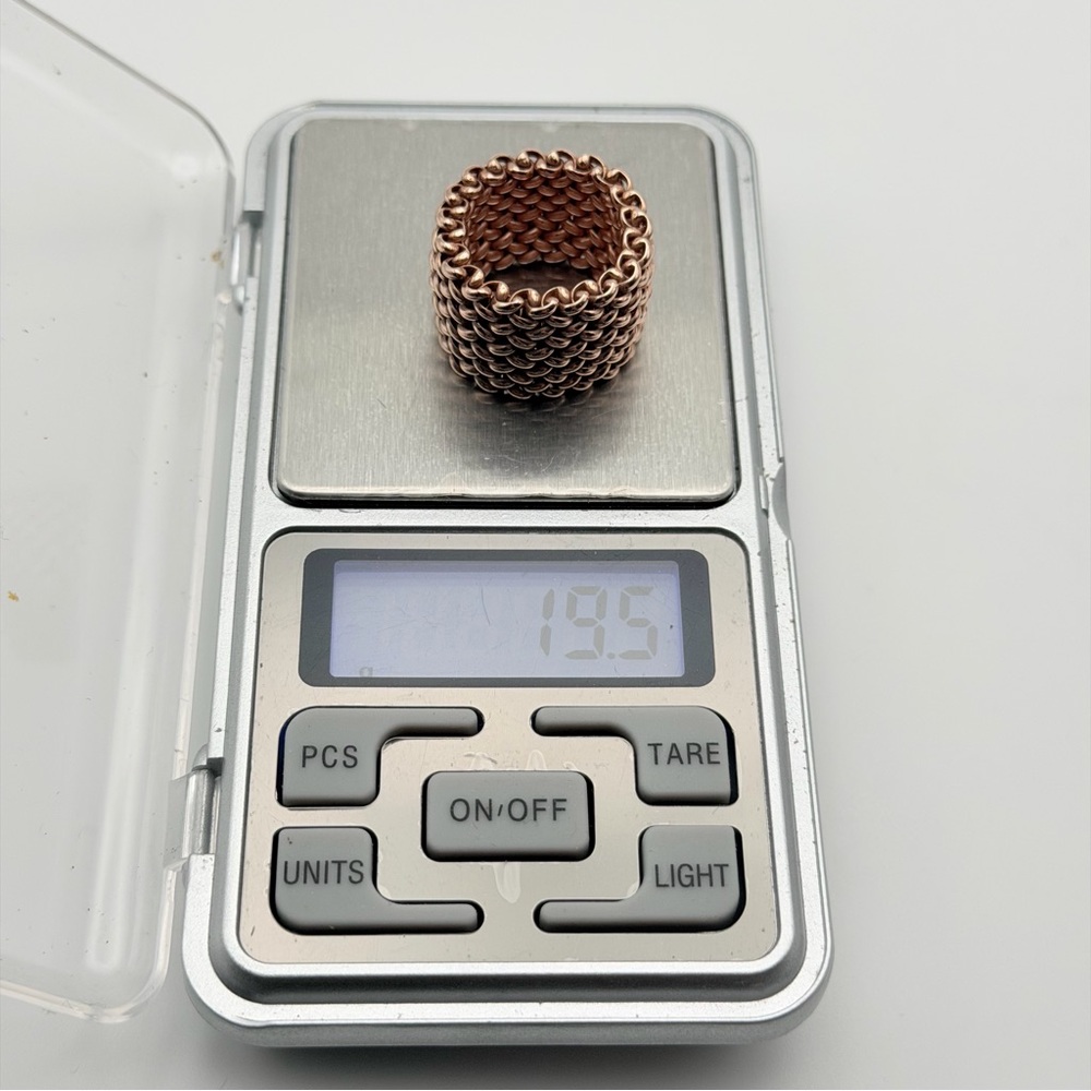 MISS MIMI BEADED MESH RING – 18K ROSE GOLD PLATED - Picture 4 of 5